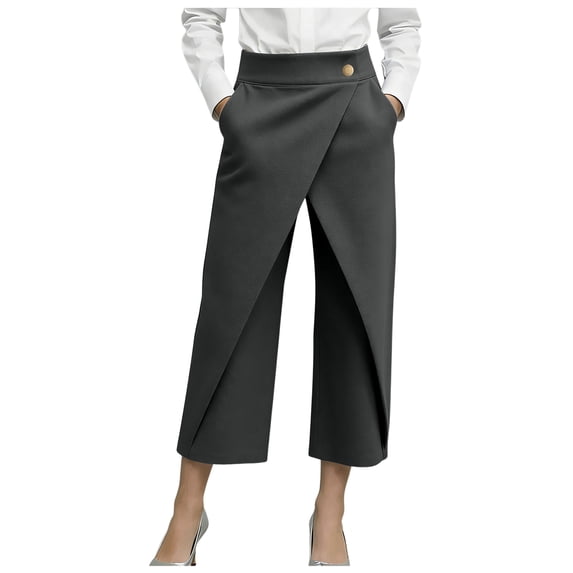 ASEIDFNSA Womens Dressy Capri Pants High Waisted Straight Leg Crop Trousers Business Casual