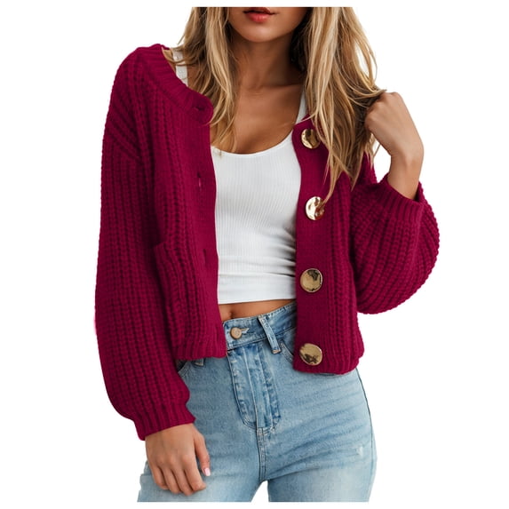 ASEIDFNSA Womens Oversized Cardigan Sweaters Chunky Knit Button Down V Neck Pockets Fall Casual