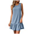 thumbnail image 1 of ASEIDFNSA Womens Tank Dress Sleeveless Crew Neck Ruffle Hem Short Summer Dress, 1 of 5