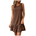 thumbnail image 1 of ASEIDFNSA Womens Tank Dress Sleeveless Crew Neck Ruffle Hem Short Summer Dress, 1 of 5