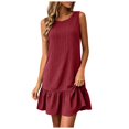thumbnail image 1 of ASEIDFNSA Womens Tank Dress Sleeveless Crew Neck Ruffle Hem Short Summer Dress, 1 of 5