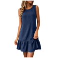 thumbnail image 1 of ASEIDFNSA Womens Tank Dress Sleeveless Crew Neck Ruffle Hem Short Summer Dress, 1 of 5