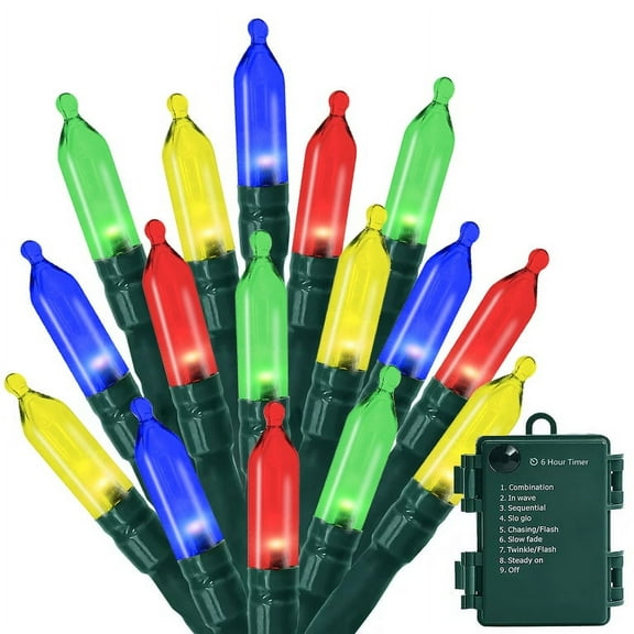 ASENEK Christmas Light, 33FT 100 LED Battery Operated String Lights with Auto Timer & 8 Modes, Multi-color
