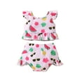 thumbnail image 1 of ASFGIMUJ 0 2 Year Old Baby Girls Short Two Piece Swimsuit Flying Sleeve Printed Fruit Top Flounces Short Set Swimming Summer,Size 9 Months-12 Months, 1 of 9