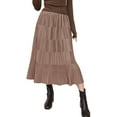 thumbnail image 1 of ASFGIMUJ 2023 Women's Long Maillard Fall Skirt Elegant High Waist Party Wedding Flared A Line Midi Skirts Khaki One Size, 1 of 5