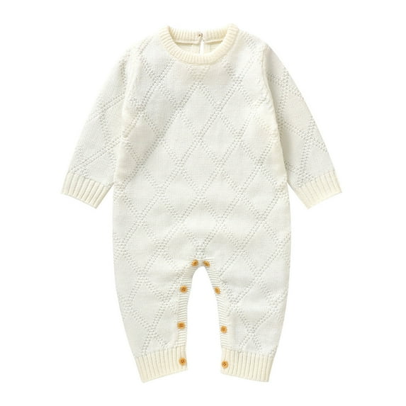 ASFGIMUJ Baby Crewneck Knit Romper Cotton Long Sleeve Boy Girl Sweater Clothes Baby Jumpsuit