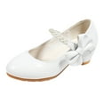 thumbnail image 1 of ASFGIMUJ Baby Girl Dress Shoes Size 28 Leather White Bow Knot Spring Autumn Gir High Heel Princess Pearl Single Girls Sneakers, 1 of 8