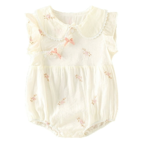 ASFGIMUJ Baby Girl Romper Romper Fly Sleeve Floral Triangle Crawl Suit Outside Bodysuit Romper Jumpsuit Clothes Baby Bodysuits Boy B 0 Months-3 Months