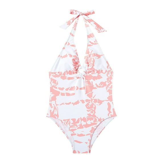 ASFGIMUJ Baby Swimsuit Girls Size 7-8 Big Kids One Piece Swimwear Hanging Neck Triangle Milk Leopard Pattern Beachwear Bathing Suit