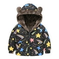 thumbnail image 1 of ASFGIMUJ Baby Winter Jacket Girls Hooded Cartoon Cute Prints Coat Toddler Outwear Zipper Windproof Warm Thick Girls Coat Jacket Dark Blue 4 Years-5 Years, 1 of 5