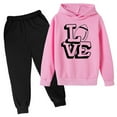 thumbnail image 1 of ASFGIMUJ Boy Outfits Sweatshirt Football Letter Printed Hoodie Pants Casual 2 Piece Fashion Trend American Football Fans Sports Rugby Player Sports Gift Clothing Sets Size 4-5 Years, 1 of 3
