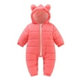 thumbnail image 1 of ASFGIMUJ Boys Winter Jacket Baby Girls Winter Warm Snowsuit Bear Ears Hooded Jumpsuit Down Coat Romper Padded Outwear Jacket Toddler Coat Red 0 Monthsâ3 Months, 1 of 3