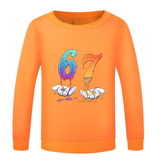 ASFGIMUJ Christmas 67 Six Seven Meme Graphic Print Crewneck Sweatshirt For Kids Boys And Girls Casual Comfortable Pullover Top