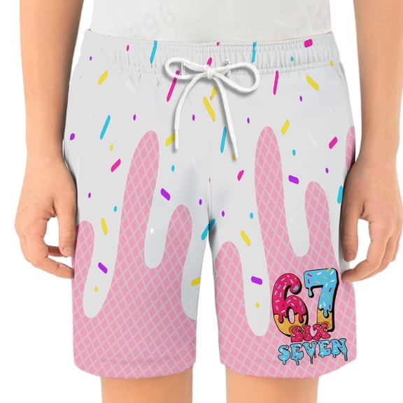 ASFGIMUJ Christmas 67 Six Seven Meme Kids Elastic Waist Shorts For Boys And Girls Comfortable Casual Playwear Breathable Summer Shorts For Toddler To Teen
