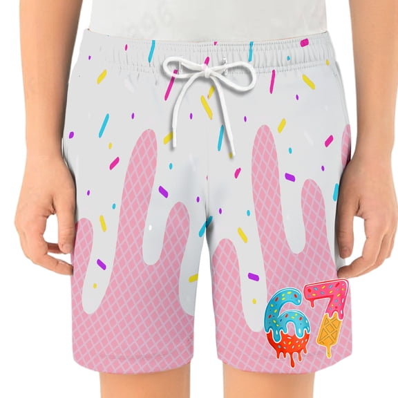 ASFGIMUJ Christmas 67 Six Seven Meme Kids Elastic Waist Shorts For Boys And Girls Comfortable Casual Playwear Breathable Summer Shorts For Toddler To Teen