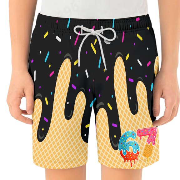 ASFGIMUJ Christmas 67 Six Seven Meme Kids Elastic Waist Shorts For Boys And Girls Comfortable Casual Playwear Breathable Summer Shorts For Toddler To Teen