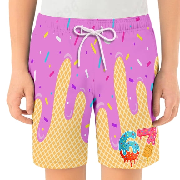 ASFGIMUJ Christmas 67 Six Seven Meme Kids Elastic Waist Shorts For Boys And Girls Comfortable Casual Playwear Breathable Summer Shorts For Toddler To Teen