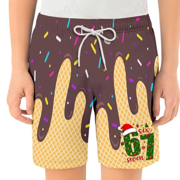 ASFGIMUJ Christmas 67 Six Seven Meme Kids Elastic Waist Shorts For Boys And Girls Comfortable Casual Playwear Breathable Summer Shorts For Toddler To Teen