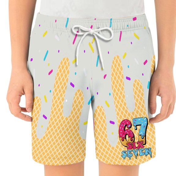 ASFGIMUJ Christmas 67 Six Seven Meme Kids Elastic Waist Shorts For Boys And Girls Comfortable Casual Playwear Breathable Summer Shorts For Toddler To Teen