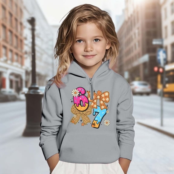 ASFGIMUJ Christmas 67 Six Seven Meme Print Girls Hooded Sweatshirt Long Sleeve Pullover Soft Casual Top For Winter Holiday Festive Party Outfit