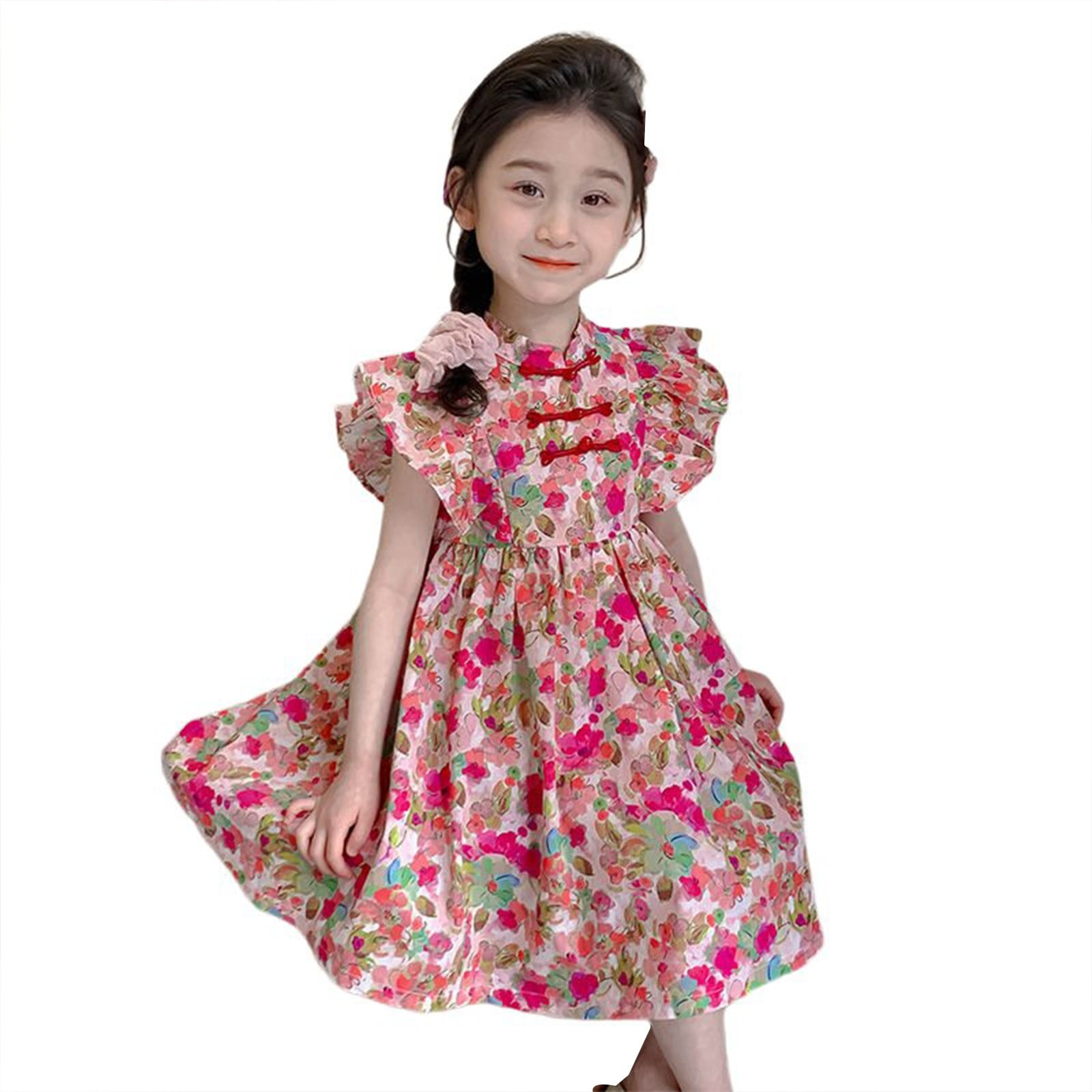KIDS FRILL HEM TIERED DRESS 12-14 SOUTH BEACH SUNRISE main image 1