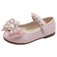 thumbnail image 1 of ASFGIMUJ Girls Sandals Fashion New Pattern Pearl Decoration Cute Flat Bottom Lightweight And Comfortable Hook Loop Princess Shoes,Size 4.5 Years-5 Years, 1 of 9
