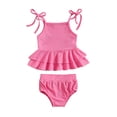 thumbnail image 1 of ASFGIMUJ Girls Two Piece Swimsuit Sleeveless Solid Beach Swimwear Girls Bathing Suit,Size 2 Years-3 Years, 1 of 8