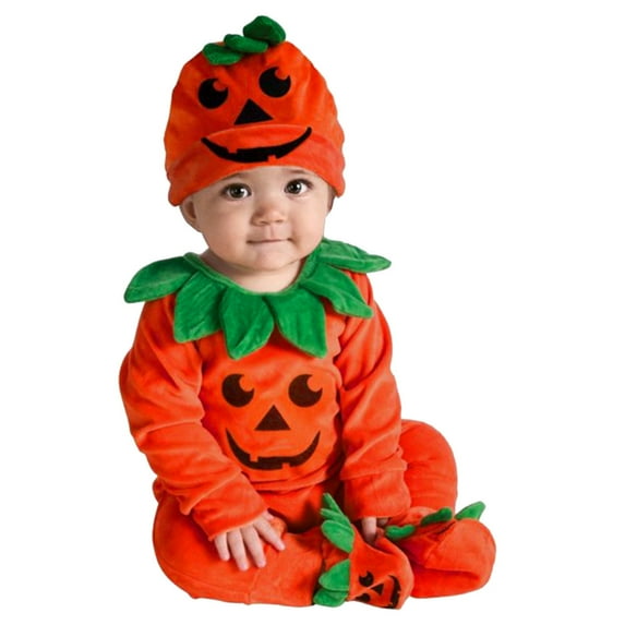 ASFGIMUJ Halloween Baby Boys Girls Long Sleeve Romper Cartoon Pumpkin Jumpsuit Hat Socks Outfits Set