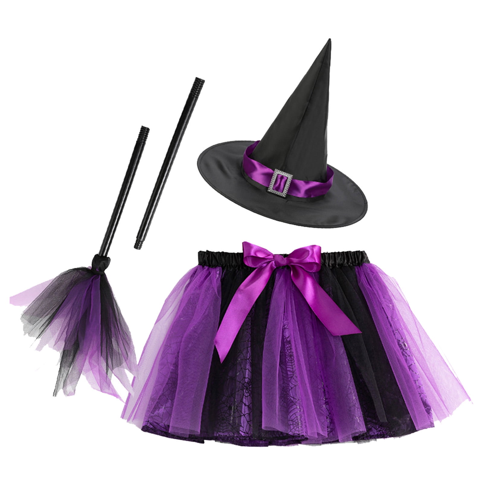 Kids Witch Kit Tutu Hat 50cm Broom Kids Witch Kit Tutu Hat 50cm Broom