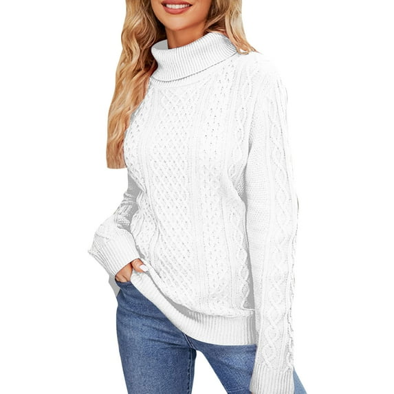 ASFGIMUJ Hot Style High Necked Sweater Women's Autumn And Winter New Solid Color Knitted Top Temperament High Necked Bottoming Shirt White XL