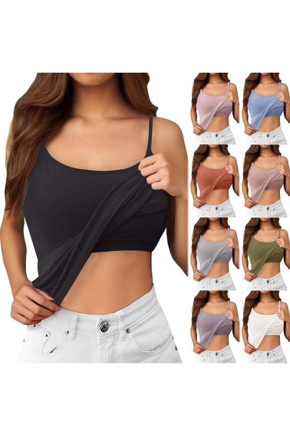 Ice Silk Back Design Fixed Cup Padded Camisole Wire-Free Layering Vest for Women
