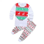 ASFGIMUJ Kids Christmas Pajamas Cotton Long Sleeve Matching Holiday Pjs Set Toddler Boys Girls Kids Xmas Jammies Boy Outfits