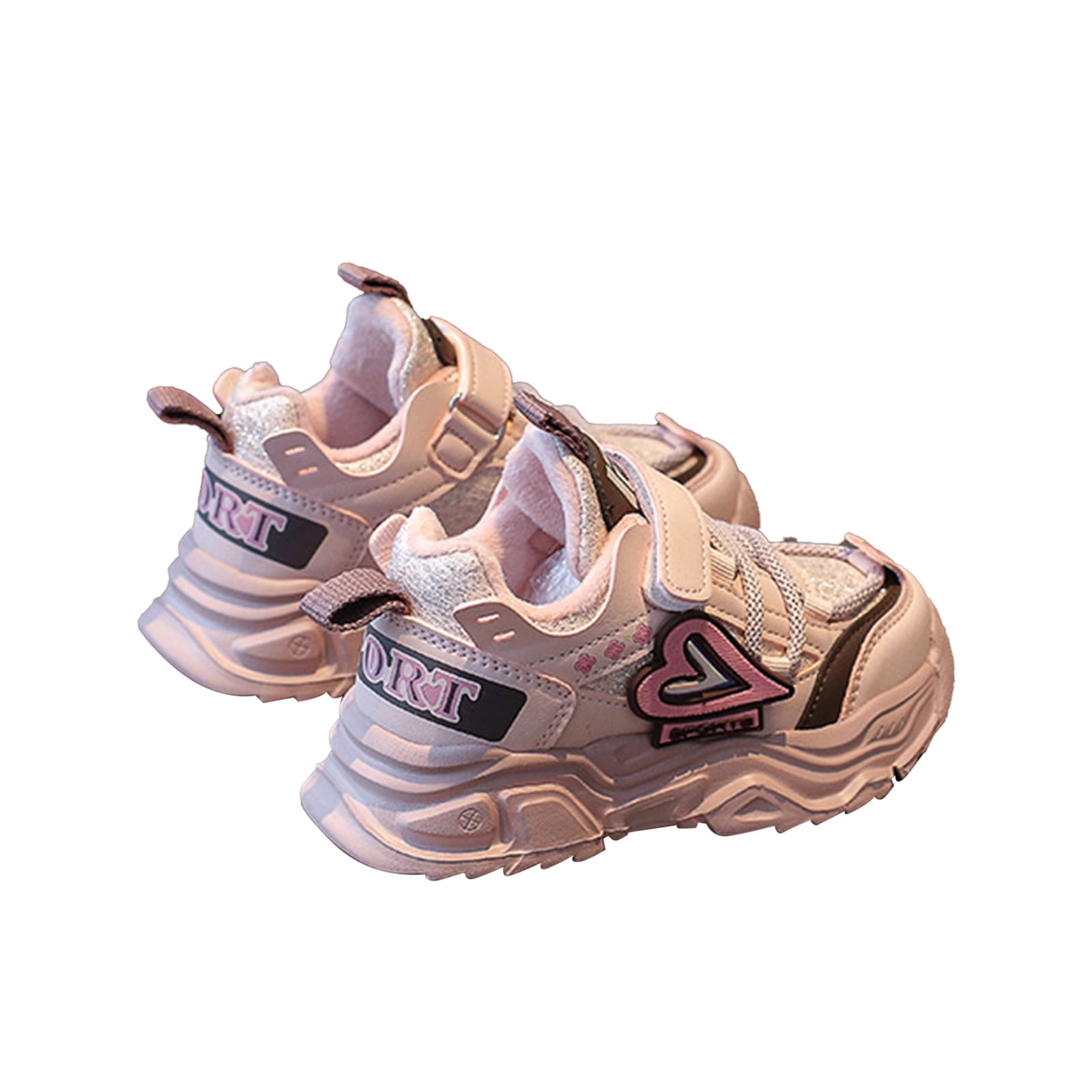 ASFGIMUJ Kids Shoes Girls Size 4.5 Years-5 Years Sports Winter Love Pattern Running Warm Fuzzy Girls Sneakers