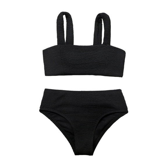 ASFGIMUJ Kids Swimsuits Girls 2 Piece Sport Soild High Waist Bikini Set Swimwear Suit Toddler Bathing Suit Girl,Size 9 Years-10 Years