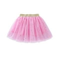 thumbnail image 1 of ASFGIMUJ Kids Tulle Tutu Skirt With Glitter Print Star Princess Party Skirt For Girls 1 10 Years Pink 140, 1 of 7