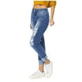 thumbnail image 1 of ASFGIMUJ Ladies' Distressed Ripped Casual Streetwear Hop Straight Leg Mid Rise Jeans, 1 of 9