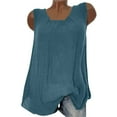 thumbnail image 1 of ASFGIMUJ Ladies Linen Sleeveless Round Neck All Loose Type Solid Color Casual Vest Top F XXL, 1 of 3