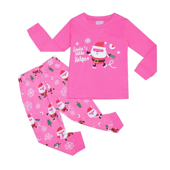 ASFGIMUJ Boy Outfits Little Girls Christmas Pajamas Sets Cotton Print Sleepwear Long Sleeve 2 Pcs Kids Clothes Clothing Sets Size 6-7 Years