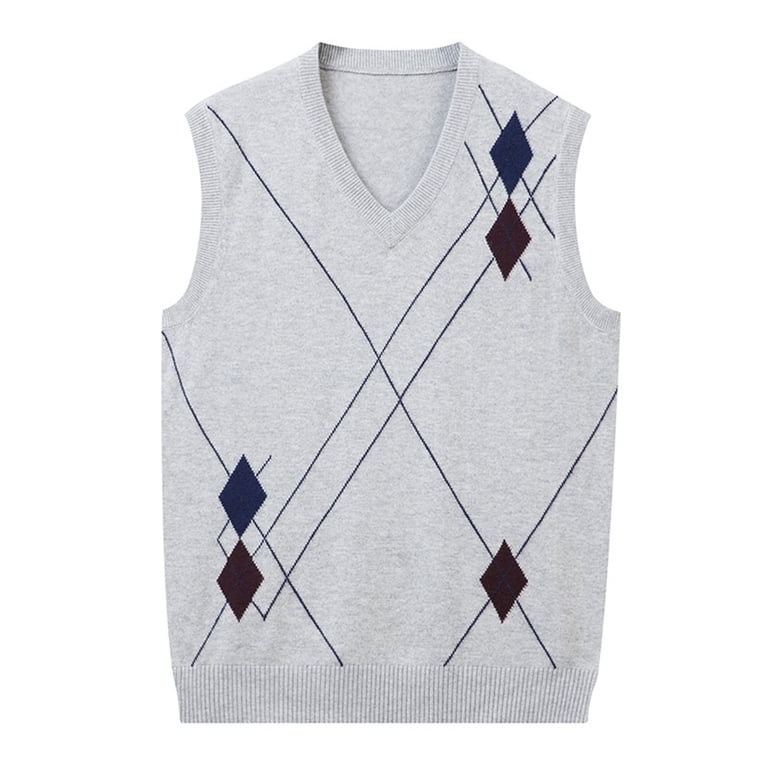 Knit V-neck vest with diamond check Hickey-Freeman Mens Brown Yak Wool Knit Argyle Diamond  main image 3