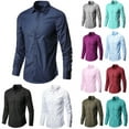 thumbnail image 1 of ASFGIMUJ Men's Button Down Dress Shirt Long Sleeve Solid Color Business Casual Formal Tops Regular Fit Free Wedding Office Work Shirt Blouse with Pocket, 1 of 2