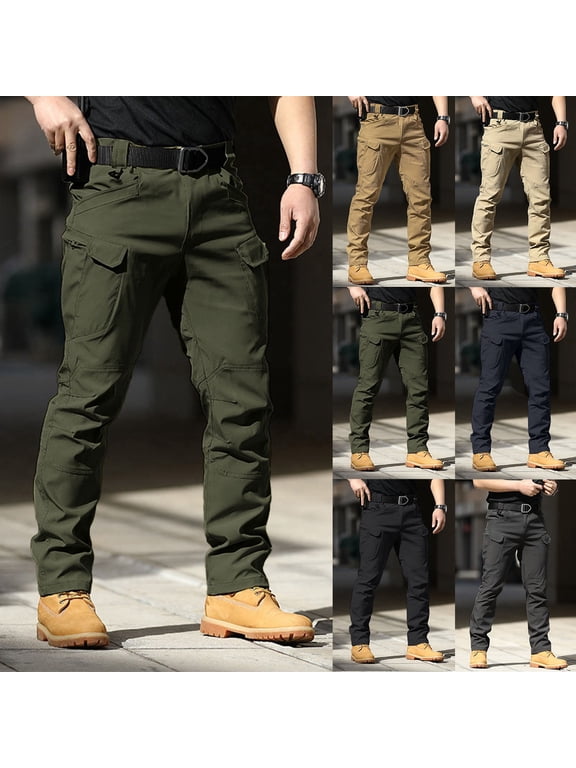 Men's Cargo Pants Stretch Ripstop Work Trousers Water Resistant Outdoor Hiking Pants with Multi Pockets Hook and Loop Combat Military Pants