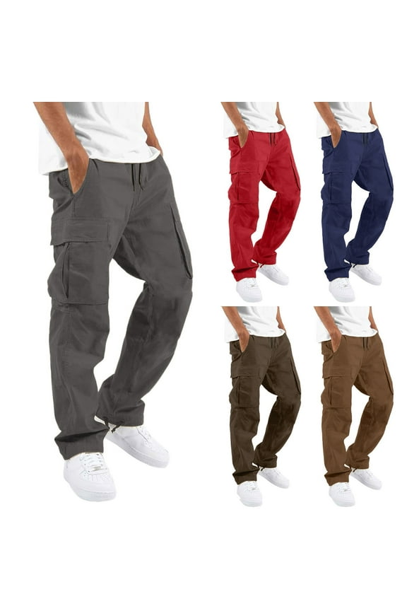 Men's Techwear Cargo Joggers Multi Pocket Streetwear Pants Elastic Waist Ankle Hiking Trousers