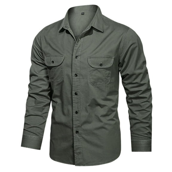 ASFGIMUJ Mens Fashion Simple Camouflage Pocket Cardigan Shirt