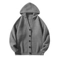 thumbnail image 1 of ASFGIMUJ Mens Long Sleeve Knitted Lazy Cardigan Whit Hooed Casual Gray Buttons Knitted Sweaters, 1 of 4