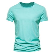 ASFGIMUJ Mens T Shirt Short Sleeve Solid Color Tshirts Crew Neck Classic Men's T-Shirts Soft Fitted Tees