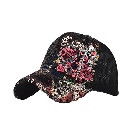 ASFGIMUJ New Sequined Over Ponytail Hat Sunscreen Baseball Cap For Women