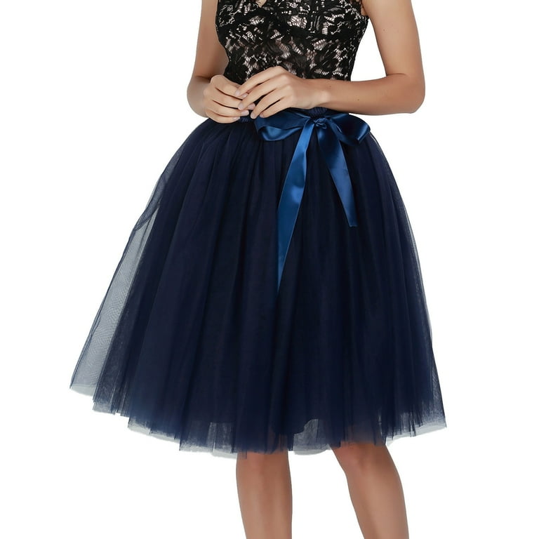 Navy Blue Tutu Midi Skirt Outfit Plus Size Tutu Dress Womens Jeans