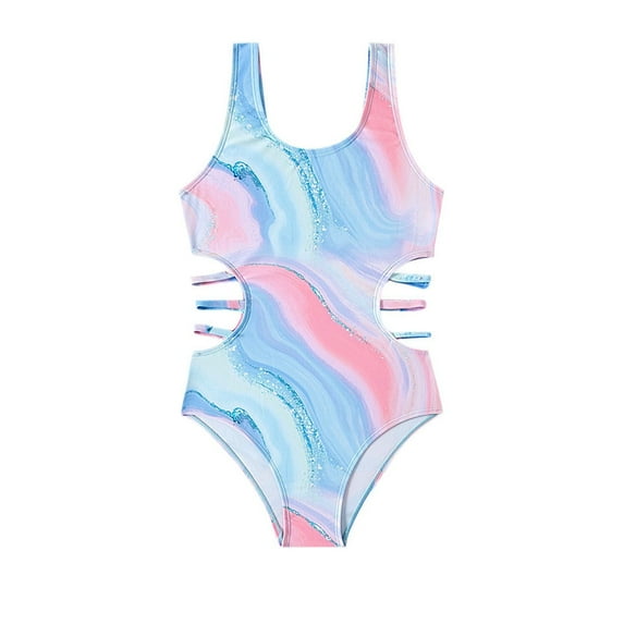 ASFGIMUJ One-Piece Tie Dye Swimsuit, Size 14, ZE Blue (Girl's)