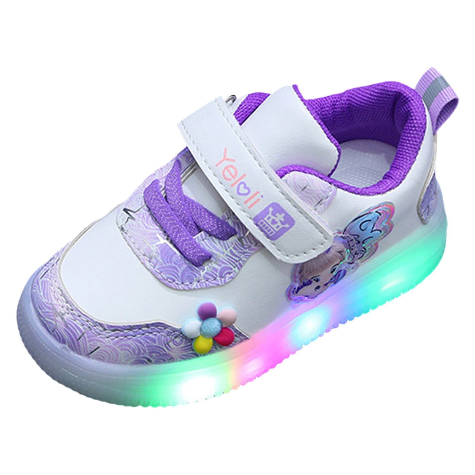 ASFGIMUJ Shoes For Girls Size 4 Years-4.5 Years Spring Autumn New Sports Leather Cartoon Led Luminous ' Sports Casual Girls' Sneakers