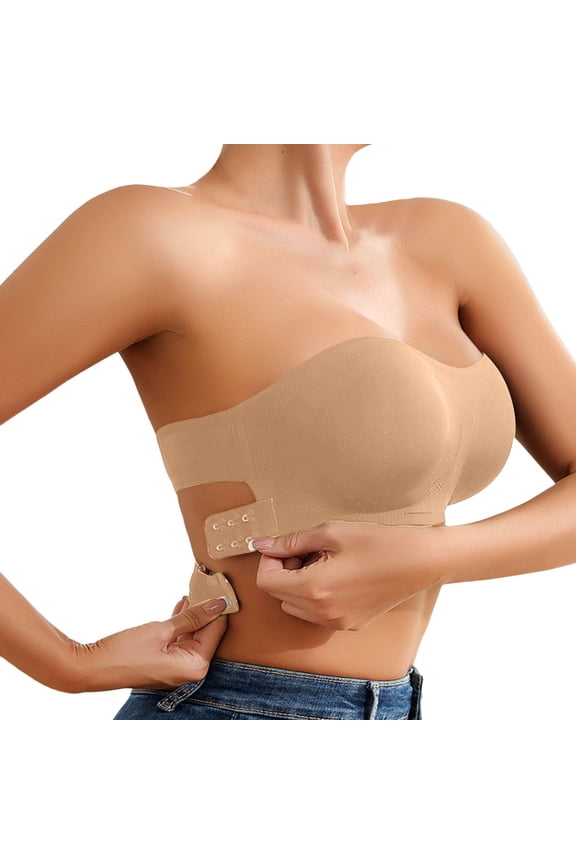Strapless Bra For Women Crossover Side Closure Non- Silicone Padded Bandeau Bras Wireless Tube Top Bra
